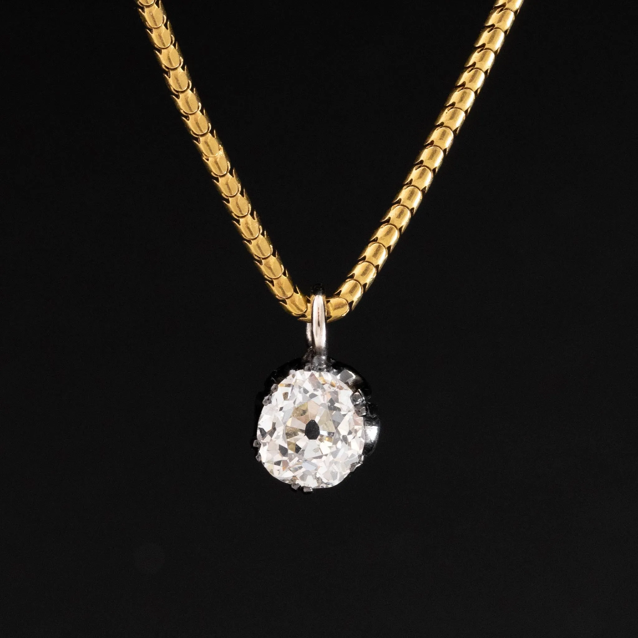1.02ct Antique Pear Cut Buttercup Necklace