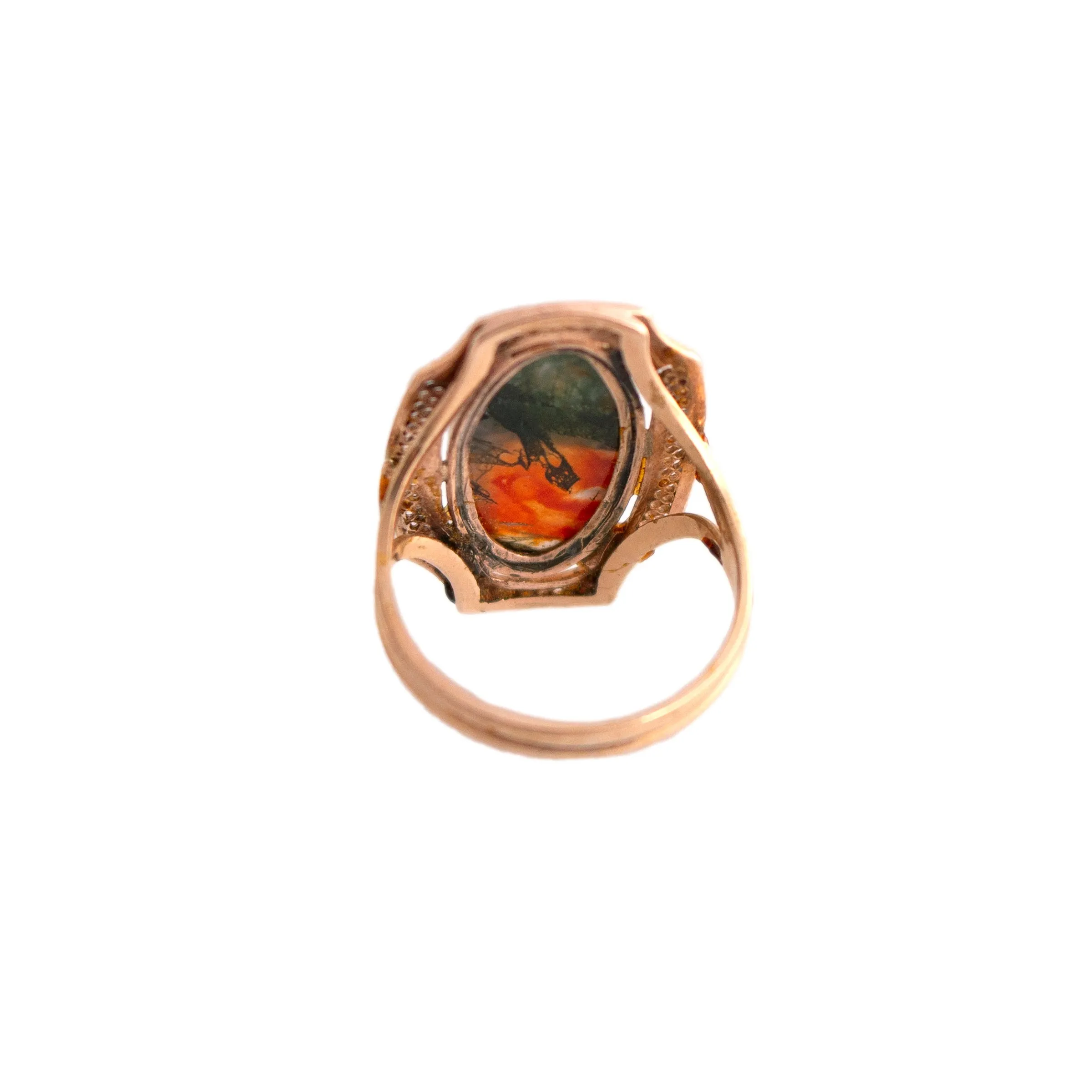 10K Gold Moss Agate Ring
