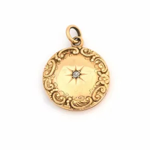 10K Gold Wreath & Diamond Star Locket