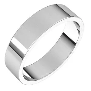 10K White 5 mm Flat Band Size 10.5