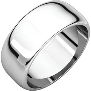 10K White 8 mm Half Round Band Size 9.5