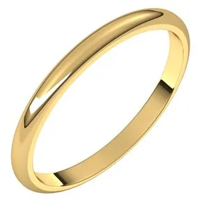 10K Yellow 2 mm Half Round Band Size 6