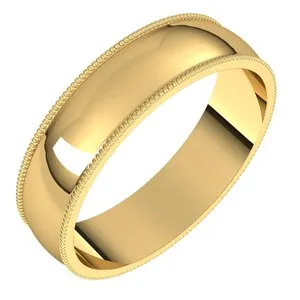 10K Yellow 5 mm Milgrain Half Round Light Band Size 11