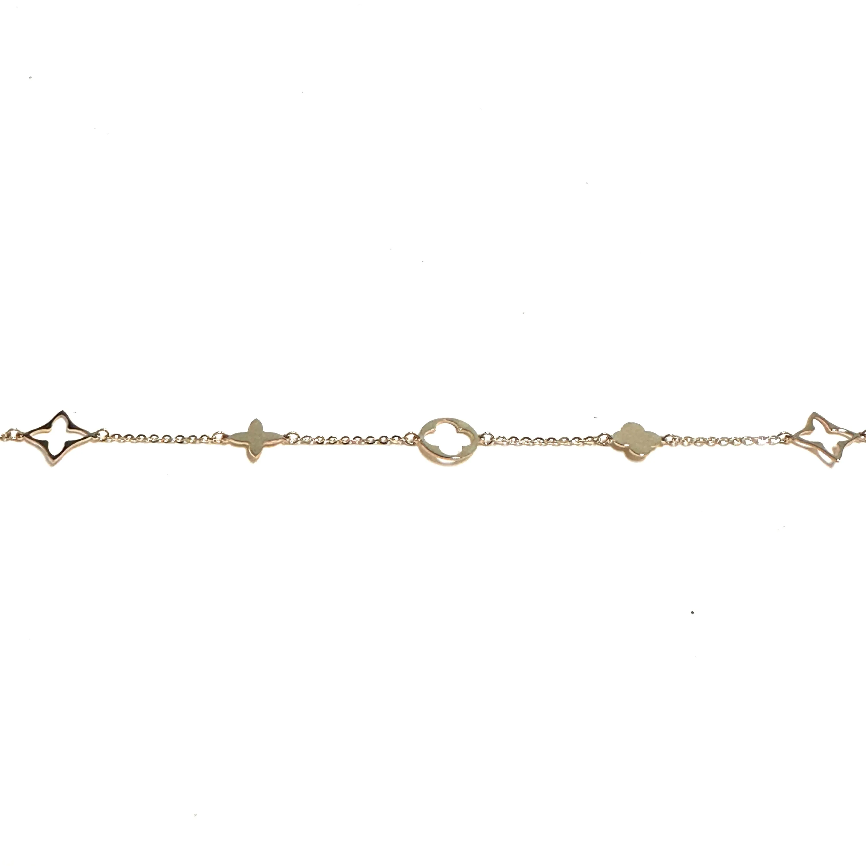10K Yellow Gold Designer Clover Style Bracelet