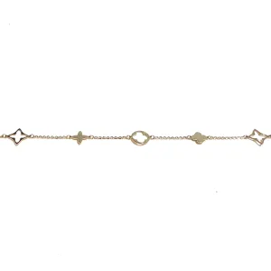 10K Yellow Gold Designer Clover Style Bracelet