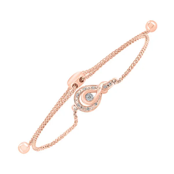 10KT Pink Gold & Diamond Classic Book Bolo Bracelet   - 1/10 ctw