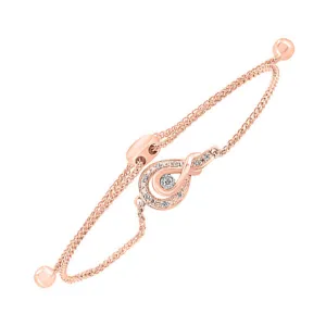 10KT Pink Gold & Diamond Classic Book Bolo Bracelet   - 1/10 ctw