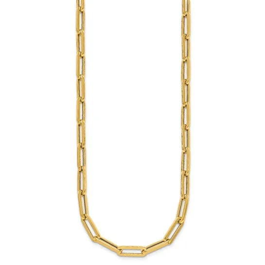 14K Gold Paperclip Link Necklace 24"