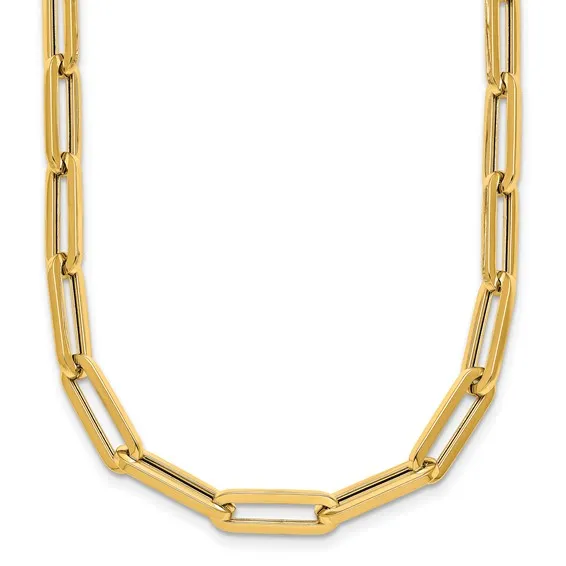 14K Gold Paperclip Link Necklace 24"