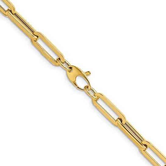 14K Gold Paperclip Link Necklace 24"
