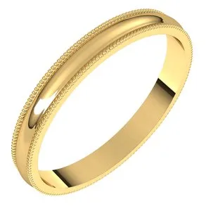 14K Yellow 2.5 mm Milgrain Half Round Light Band Size 5