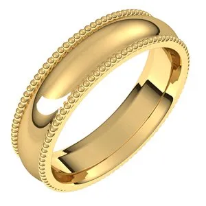 14K Yellow 5 mm Beaded Comfort-Fit Band Size 9