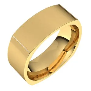 14K Yellow 7 mm Square Comfort Fit Band Size 8