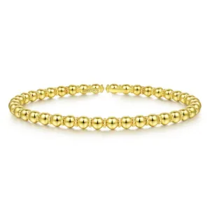14K Yellow Gold Beaded Bangle