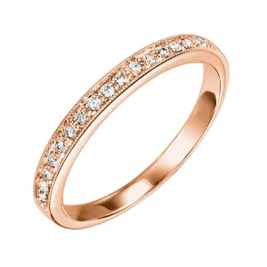 14KT Pink Gold & Diamond Classic Book Stackable Fashion Ring  - 1/8 ctw