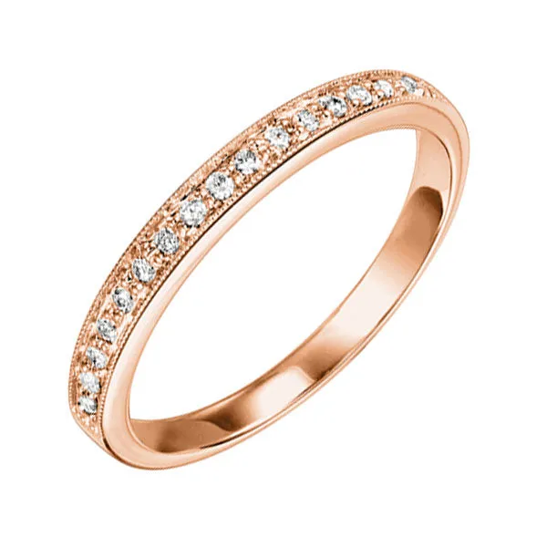 14KT Pink Gold & Diamond Classic Book Stackable Fashion Ring  - 1/8 ctw