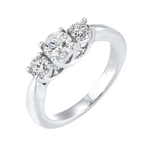 14KT White Gold & Diamond Classic Book 3 Stone Fashion Ring  - 1/4 ctw