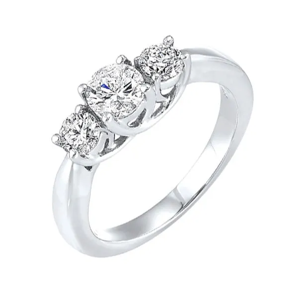 14KT White Gold & Diamond Classic Book 3 Stone Fashion Ring  - 1/4 ctw
