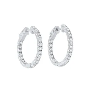 14KT White Gold & Diamond Classic Book Hoop Fashion Earrings  - 1-1/2 ctw