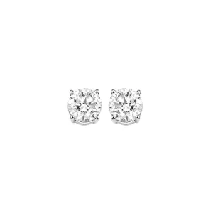 14KT White Gold & Diamond Classic Book Round Stud Earrings  - 1/2 ctw