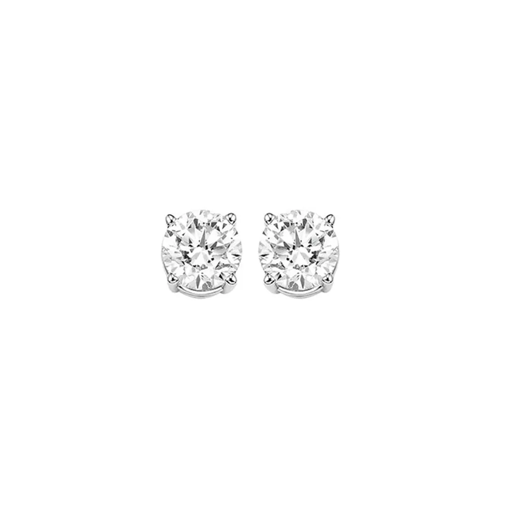 14KT White Gold & Diamond Classic Book Round Stud Earrings  - 1/2 ctw