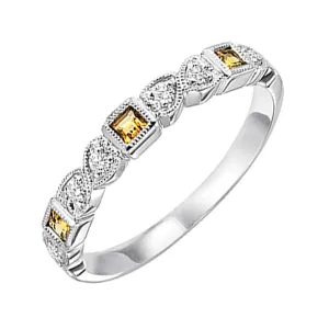 14KT White Gold & Diamond Classic Book Stackable Fashion Ring  - 1/10 ctw