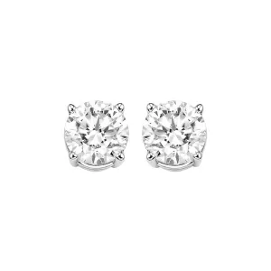 14KT White Gold & Diamond Solitaire Stud Earring - 1     ctw