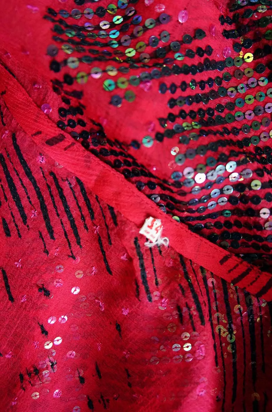 1920s Fine Sequin Silk Chiffon Top