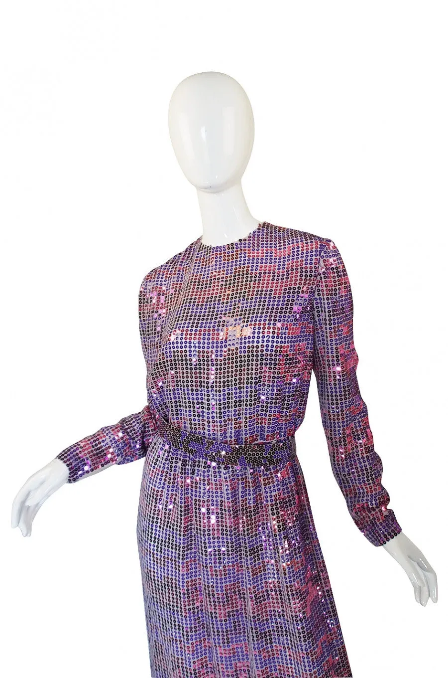 1960s Irredescent Sequin Bill Blass Gown