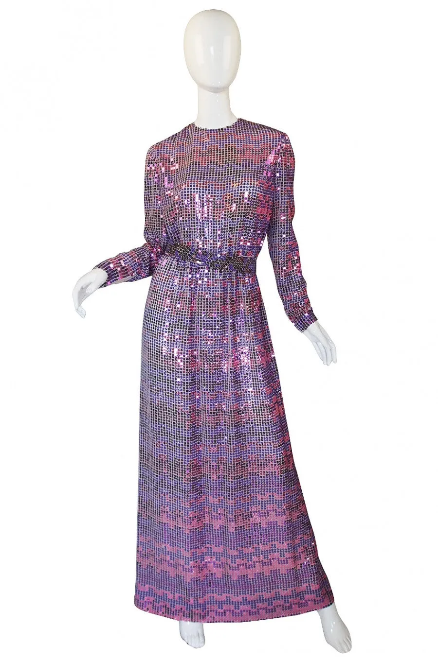 1960s Irredescent Sequin Bill Blass Gown