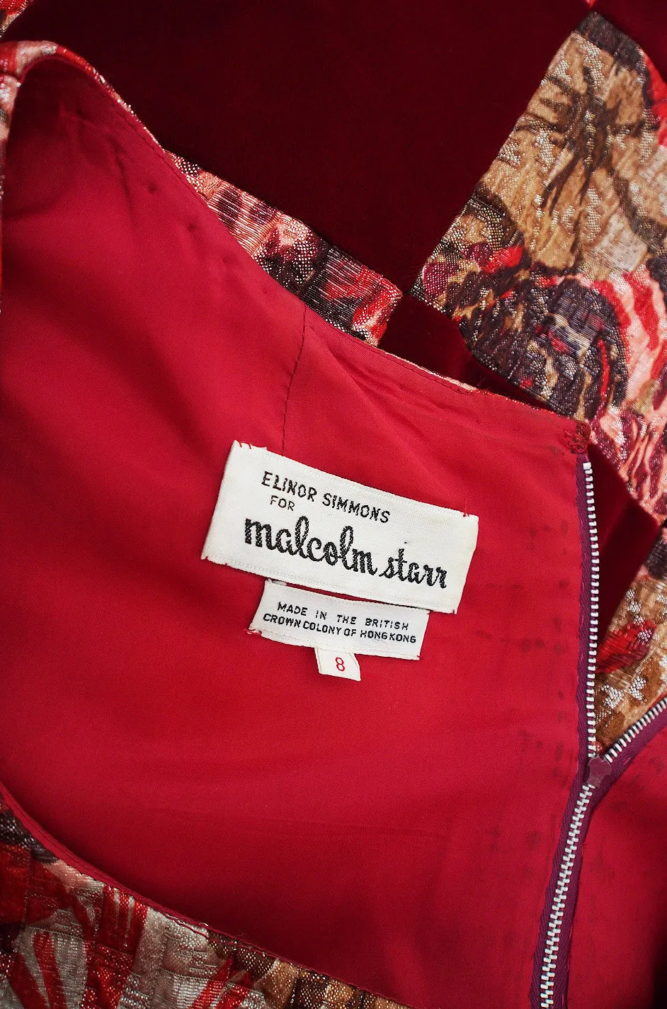 1960s Metallic & Velvet Malcolm Starr Maxi Dress