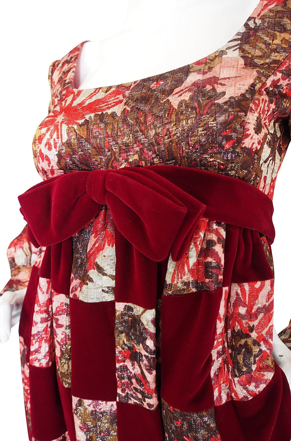 1960s Metallic & Velvet Malcolm Starr Maxi Dress