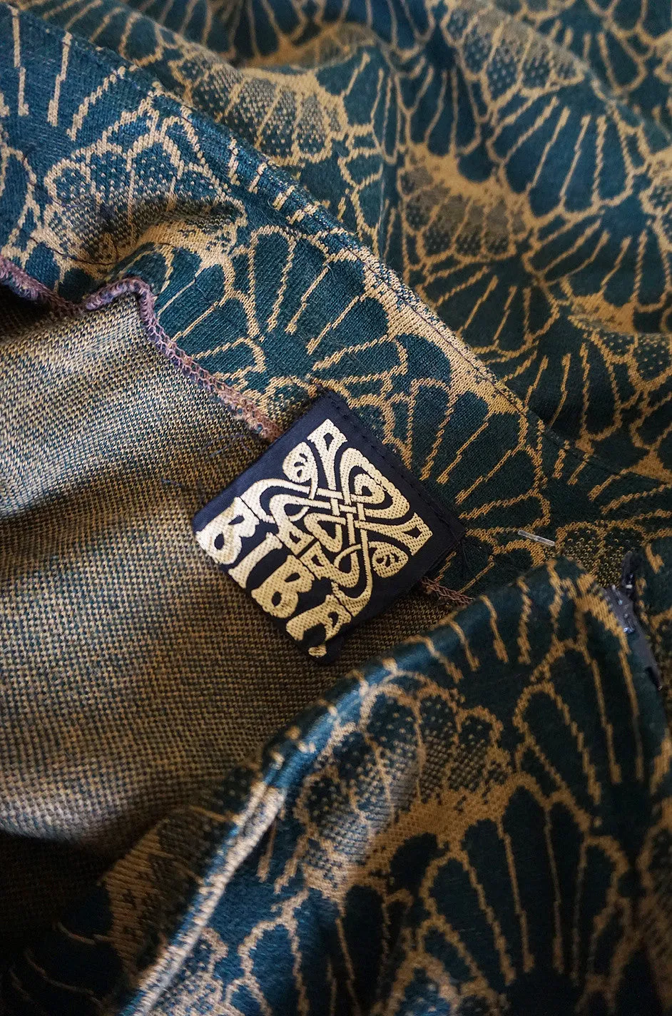 1960s Print Jersey Knit Biba Skirt & Jacket Suit