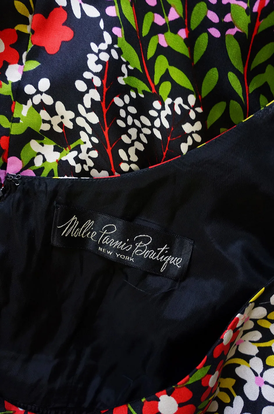 1960s Silk Floral Mollie Parnis Maxi Dress