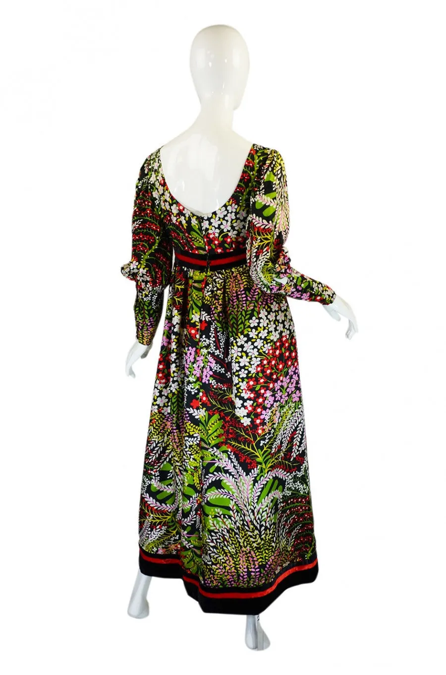 1960s Silk Floral Mollie Parnis Maxi Dress