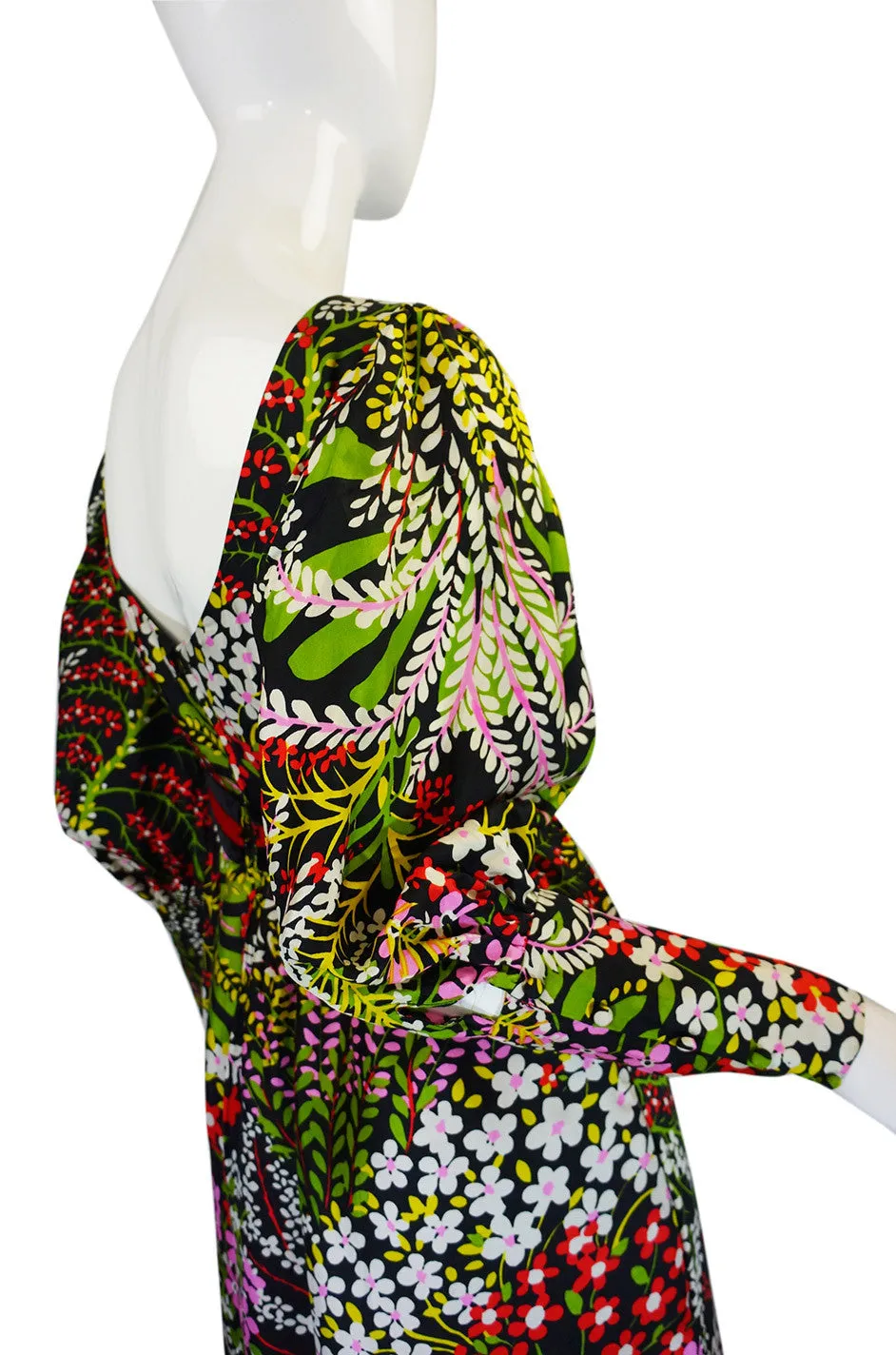 1960s Silk Floral Mollie Parnis Maxi Dress