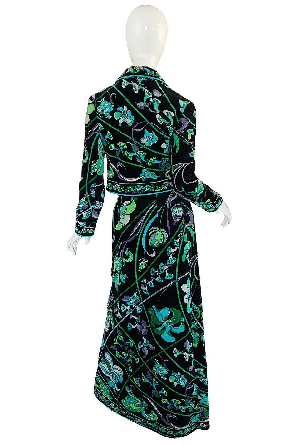 1960s Vivid Emilio Pucci Print Velvet Jacket & Maxi Skirt