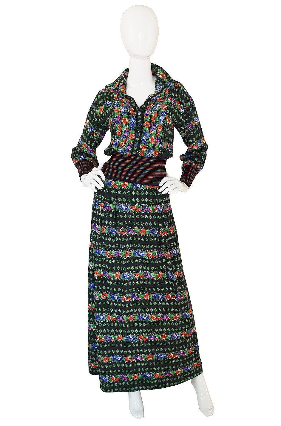 1970s Floral Missoni Maxi Skirt and Top Set