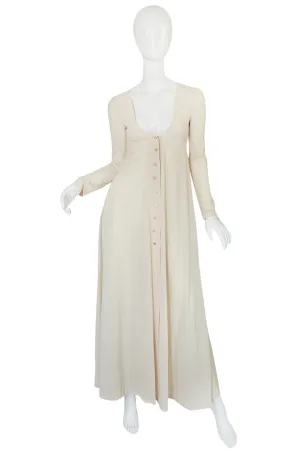 1970s John Kloss Front Plunge Nylon Dress in Ivory
