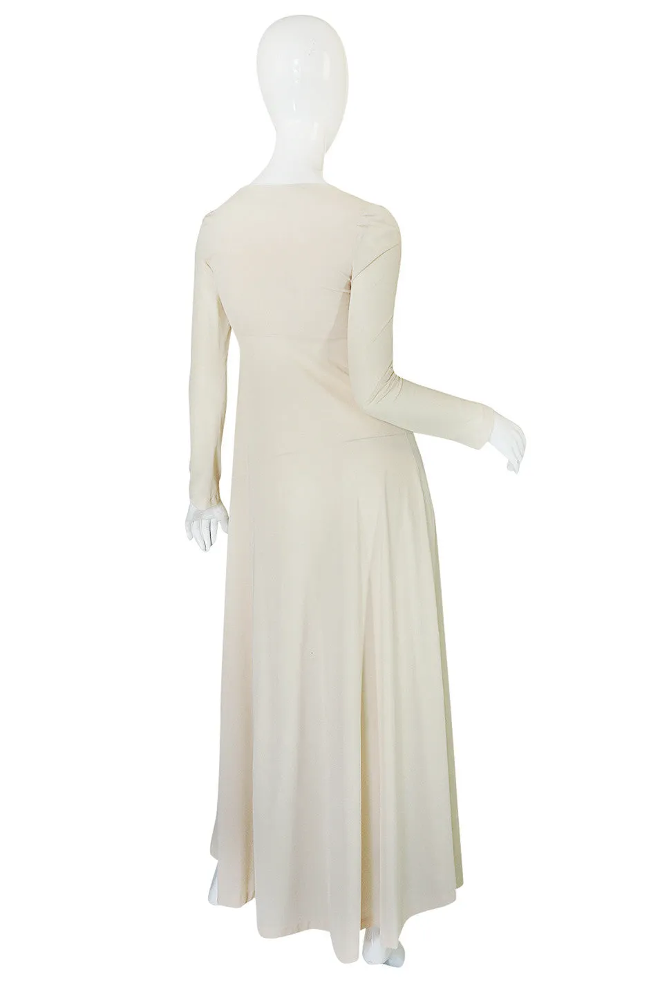 1970s John Kloss Front Plunge Nylon Dress in Ivory