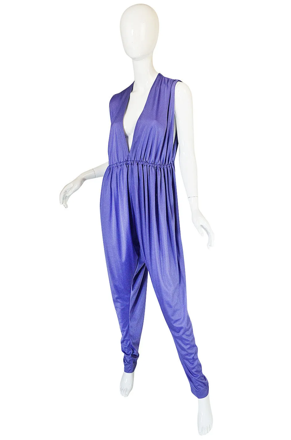 1970s Rare Halston IV Lavender Jersey Jumpsuit & Cape
