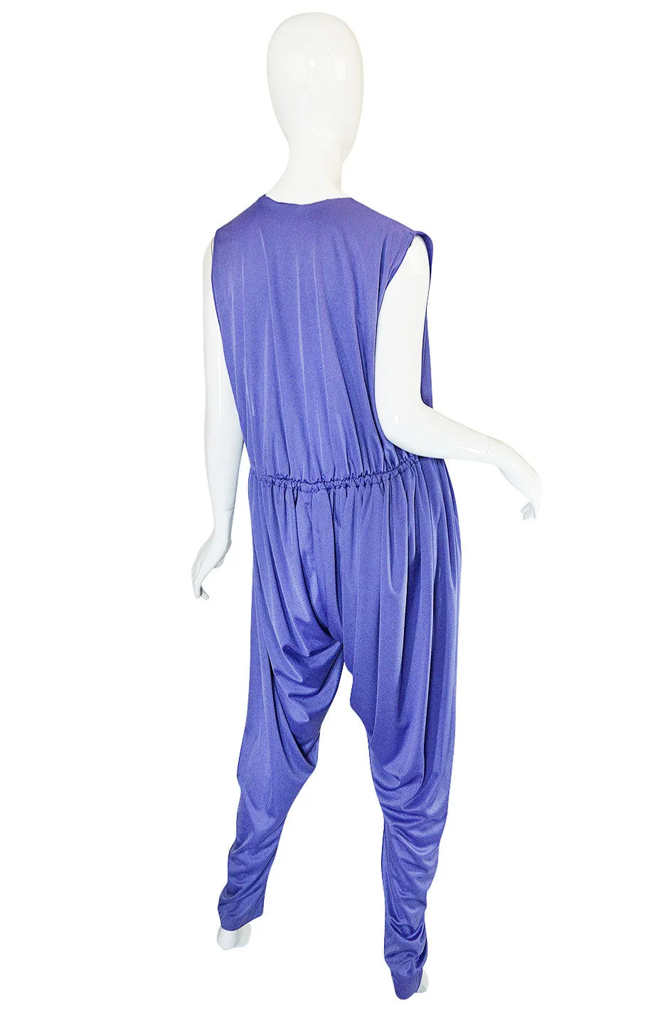 1970s Rare Halston IV Lavender Jersey Jumpsuit & Cape