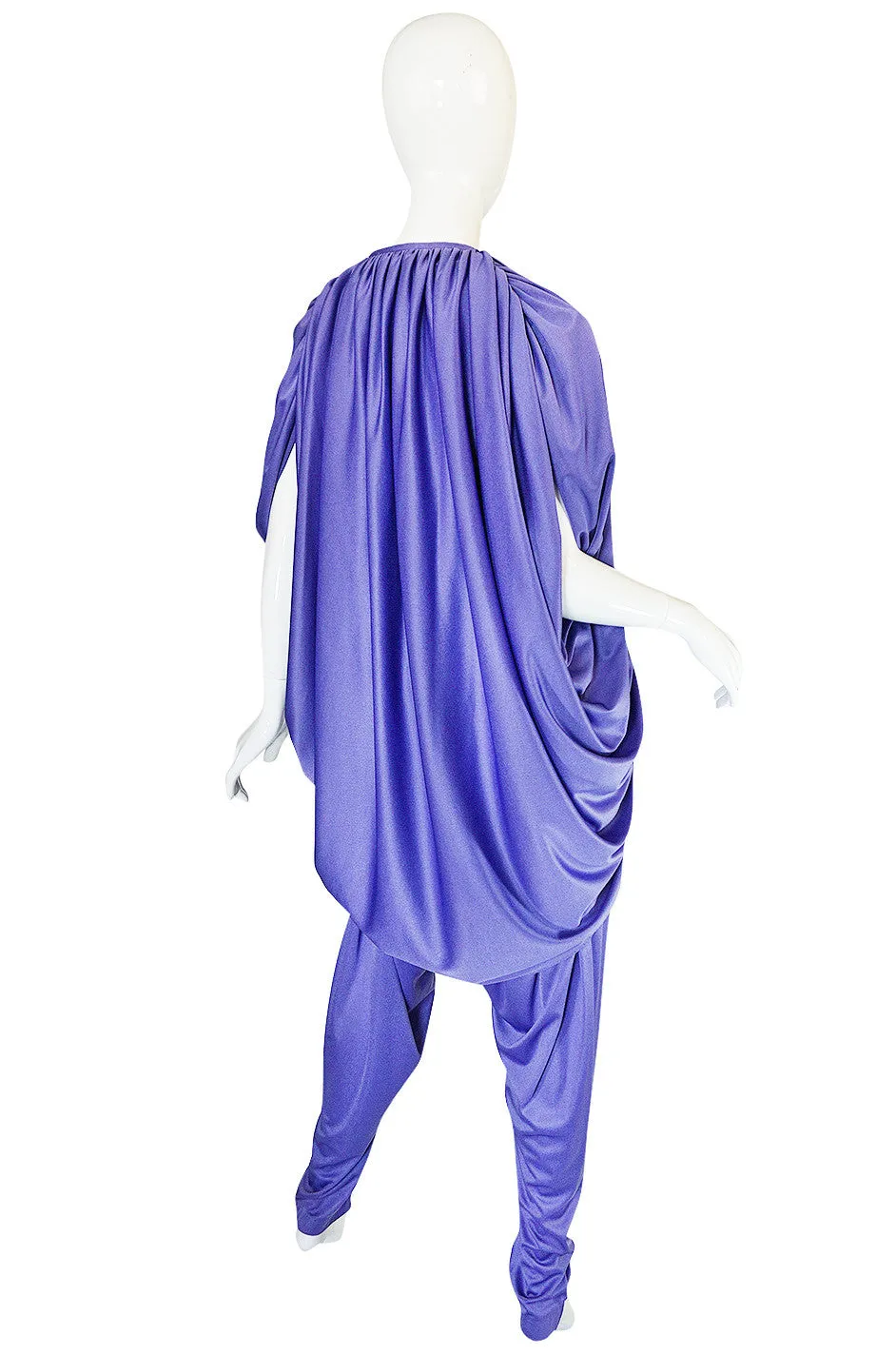 1970s Rare Halston IV Lavender Jersey Jumpsuit & Cape