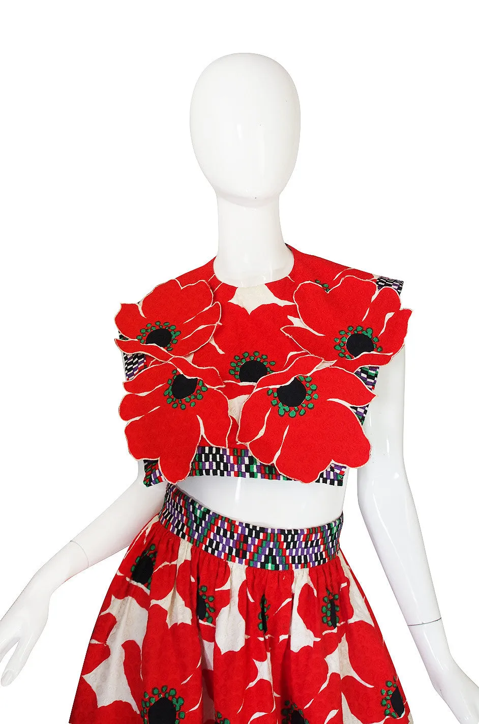 1971 Donald Brooks Poppy Skirt & Bib Set