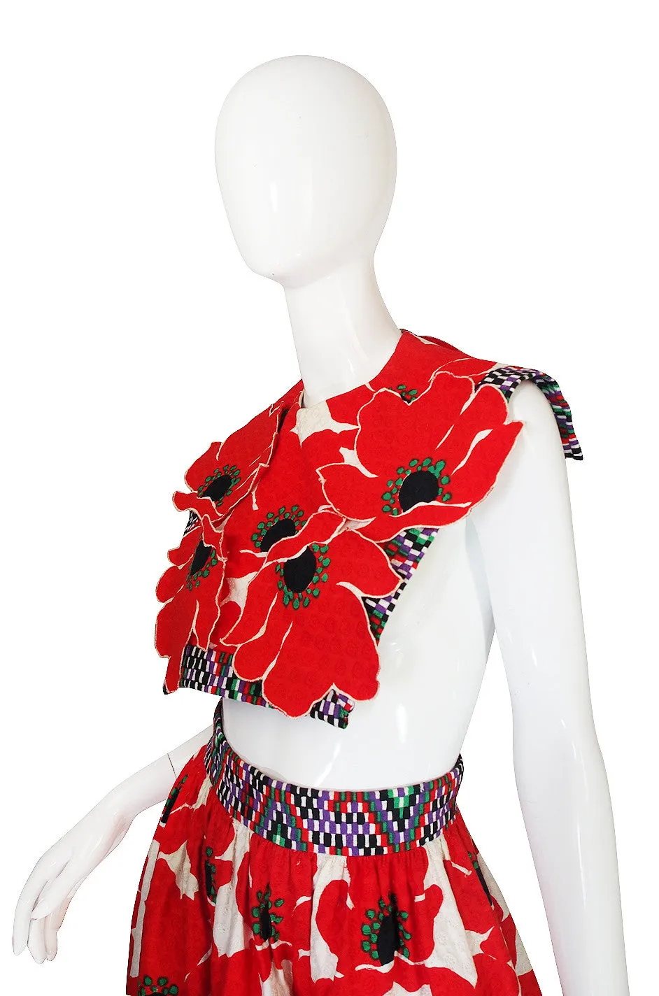 1971 Donald Brooks Poppy Skirt & Bib Set