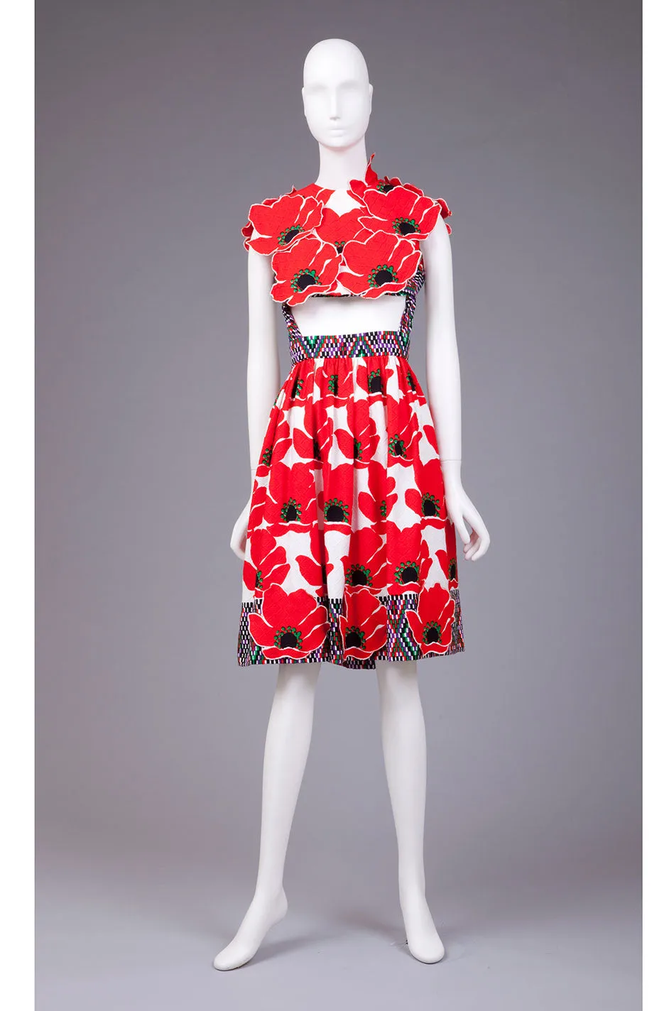 1971 Donald Brooks Poppy Skirt & Bib Set