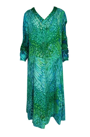 1972 La Mendola Silk Jersey 'Francolino' Print in Green Dress