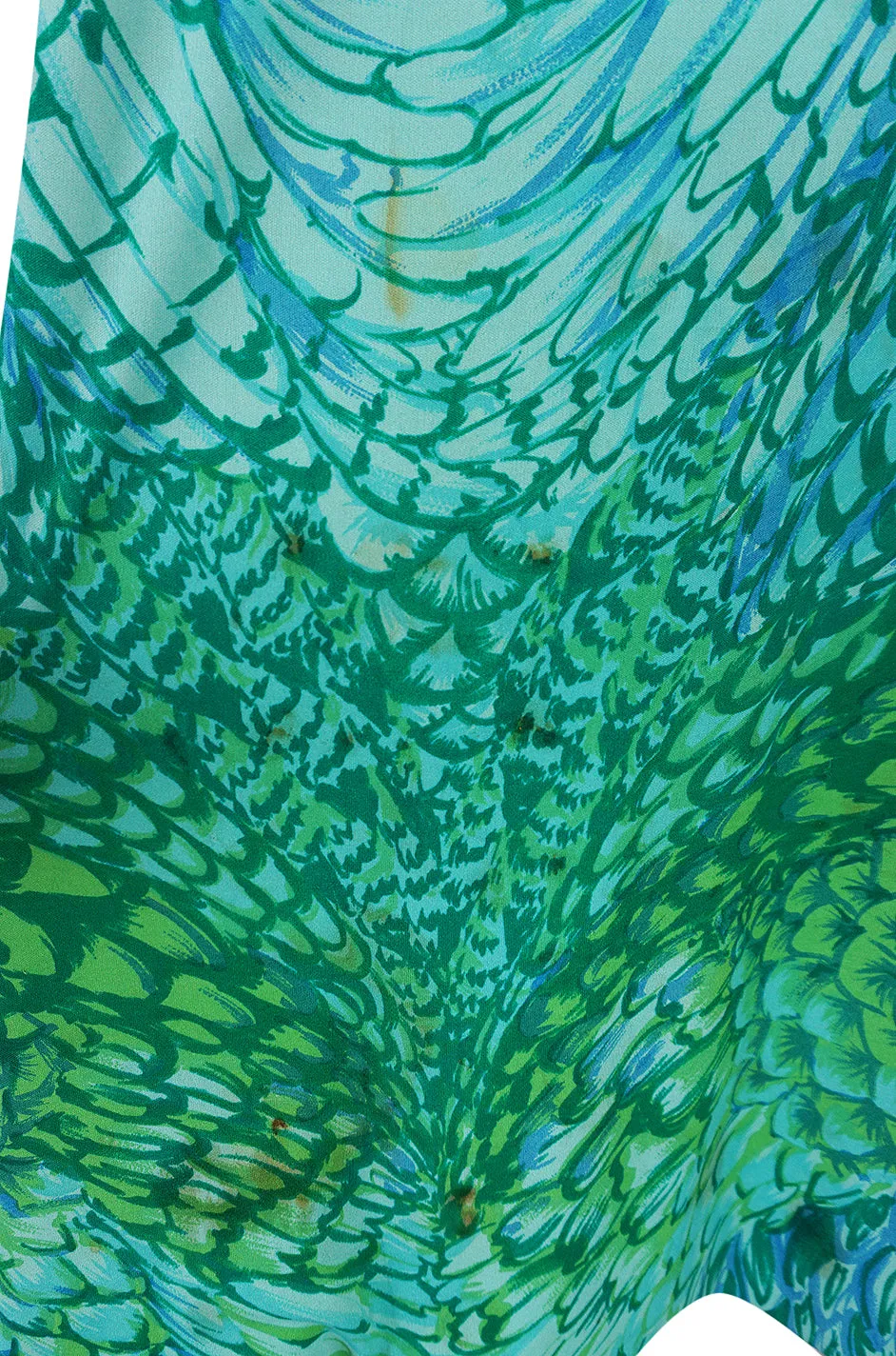 1972 La Mendola Silk Jersey 'Francolino' Print in Green Dress