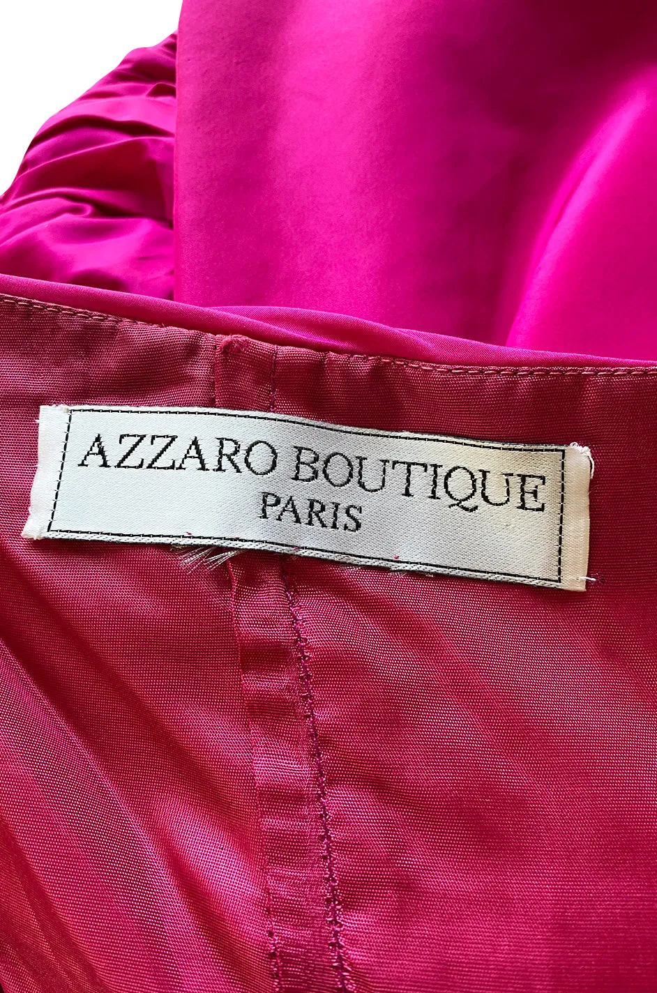 1980s Loris Azzaro Strapless Pink Silk Taffeta Mini Dress w Bustled Three Bow Back