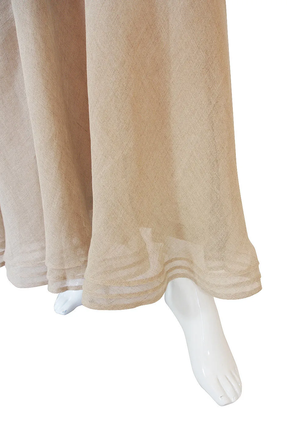 1990s Deep Plunge Linen Genny Maxi Dress